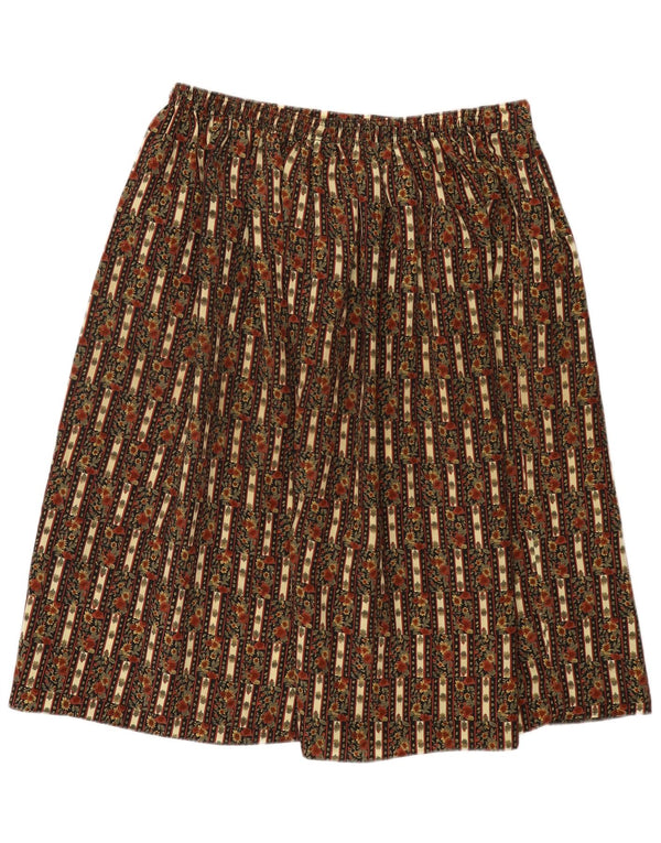 Vintage damska rozkloszowana spódnica z wysokim stanem UK 22/24 2XL W34 Khaki w kwiaty