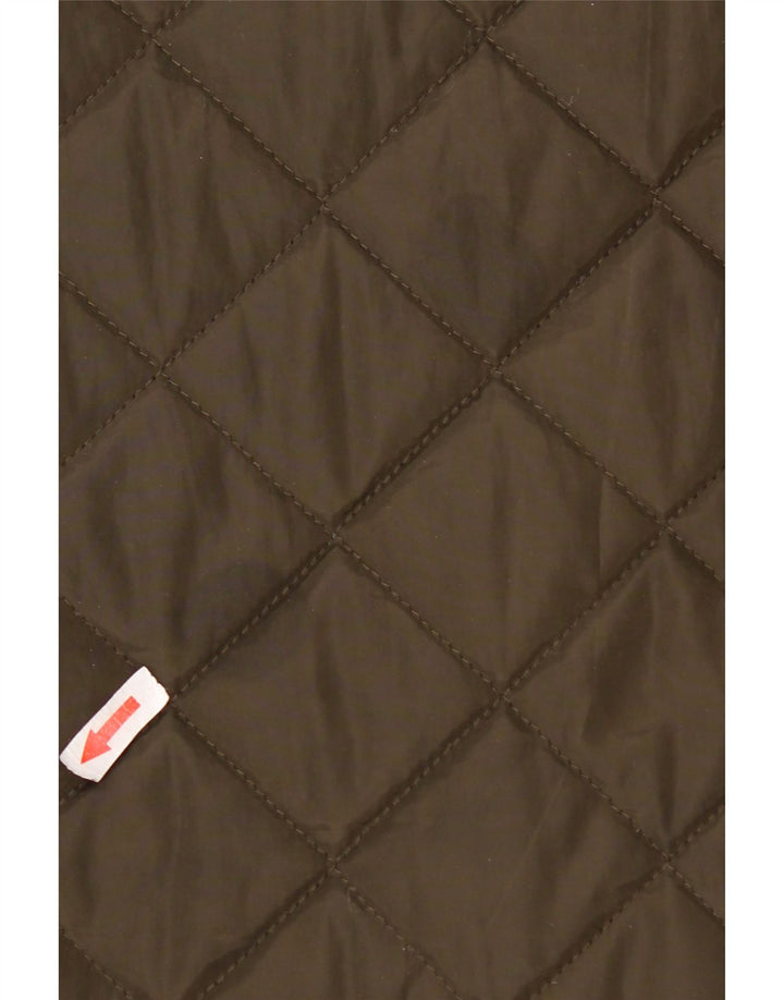 Dkny Dame Hætte Quiltet Overfrakke UK 16 Stor Khaki Polyester