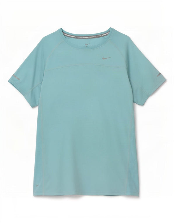 Nike Womens Dri Fit T-Shirt Top UK 10 Petit Bleu Polyester
