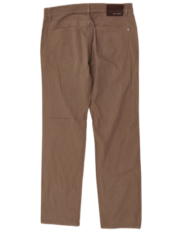 Pierre Cardin Mens Lyon Straight Casual Trousers W34 L32 Brown Cotton
