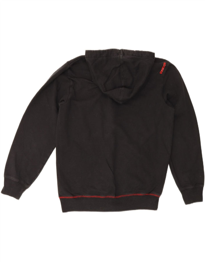 REEBOK Mens Graphic Zip Hoodie Sweater Medium Black Cotton Vintage Reebok and Second-Hand Reebok from Messina Hembry 