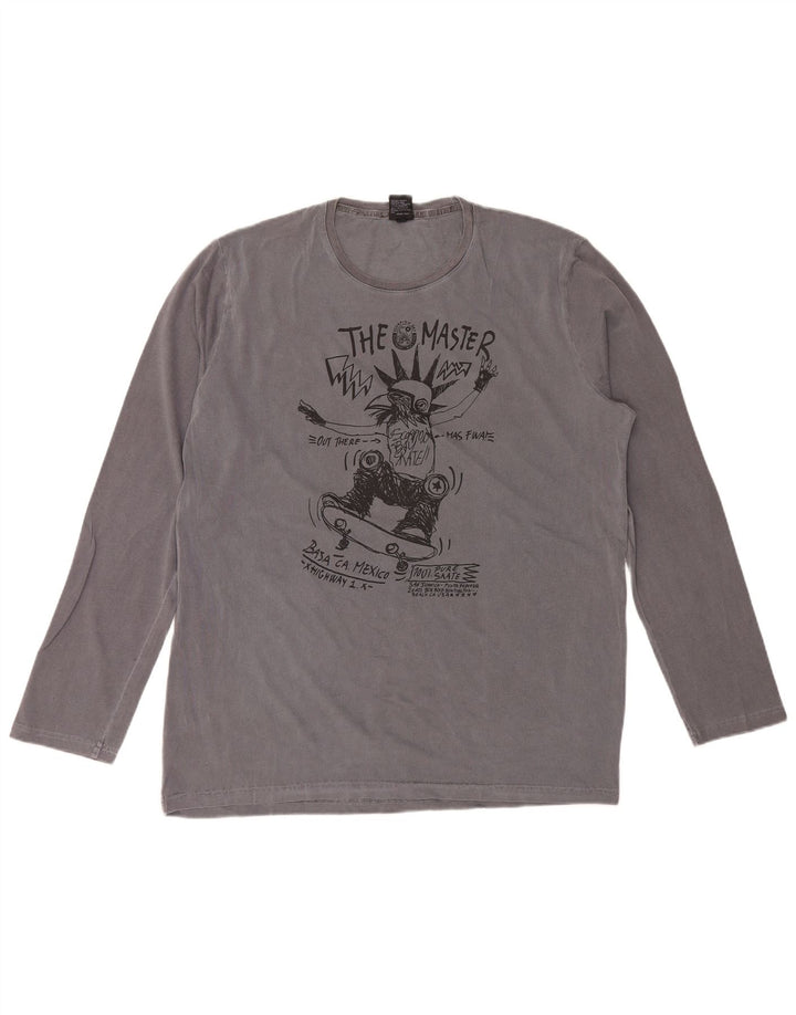 Scorpion Bay Mens Graphic Top Long Sleeve 2XL Grey Cotton