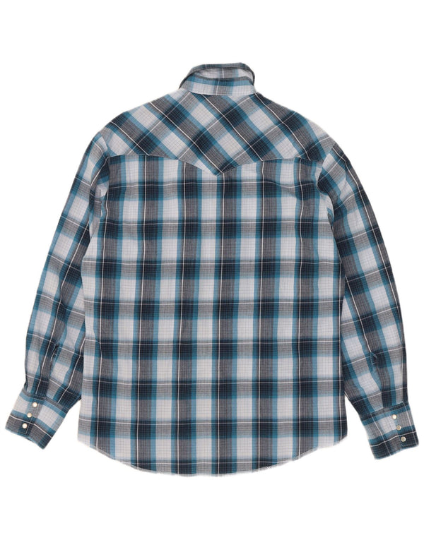 Wrangler Mens Shirt Medium Blue Check Cotton