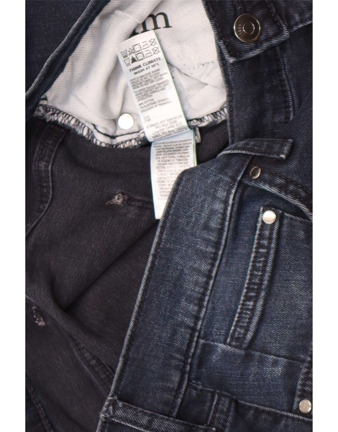 Marks & Spencer Mens Slim Jeans W36 L33 Navy Blue Cotton