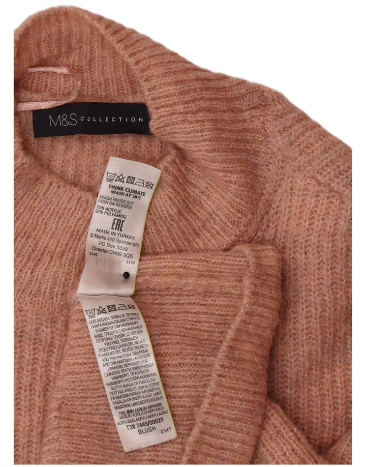 Marks & Spencer Dame Crop Turtle Neck Jumper Sweater UK 12 Medium Pink