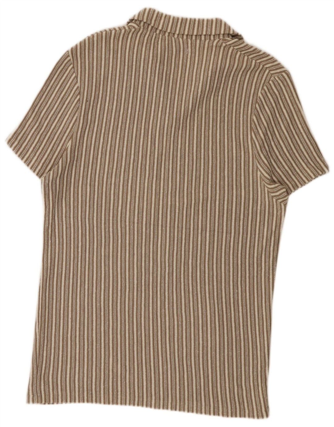 Zara Mens Polo Shirt Large Beige Striped