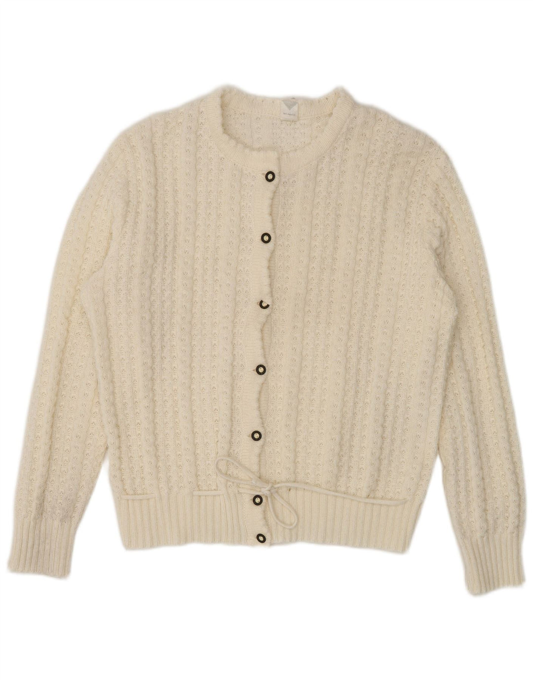 Vintage Womens Cardigan Sweater UK 16 Large White Polyacrylic