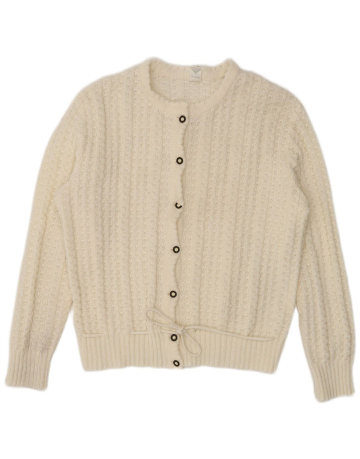 Vintage Womens Cardigan Sweater UK 16 Large White Polyacrylic