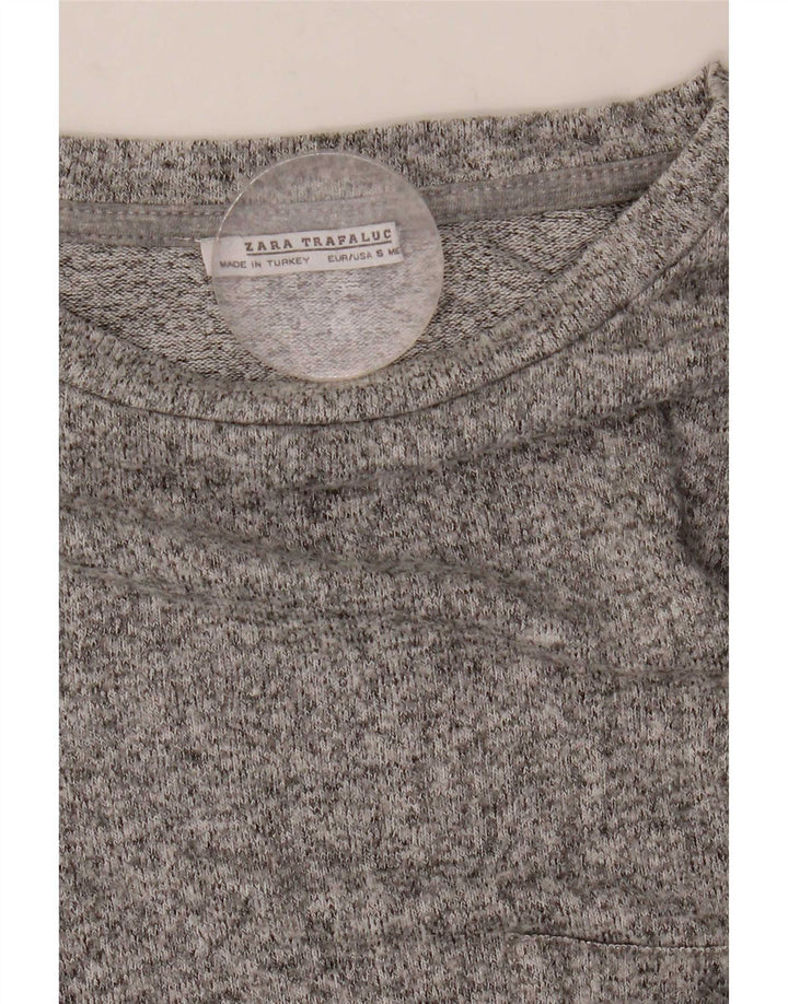 Zara Womens Oversized T-Shirt Top UK 10 Small Grey Flecked Viscose
