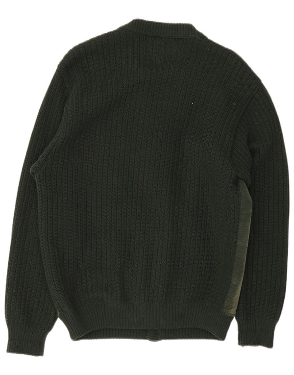 Maglione cardigan da uomo Malagrida Lana verde medio a rombi/diamante