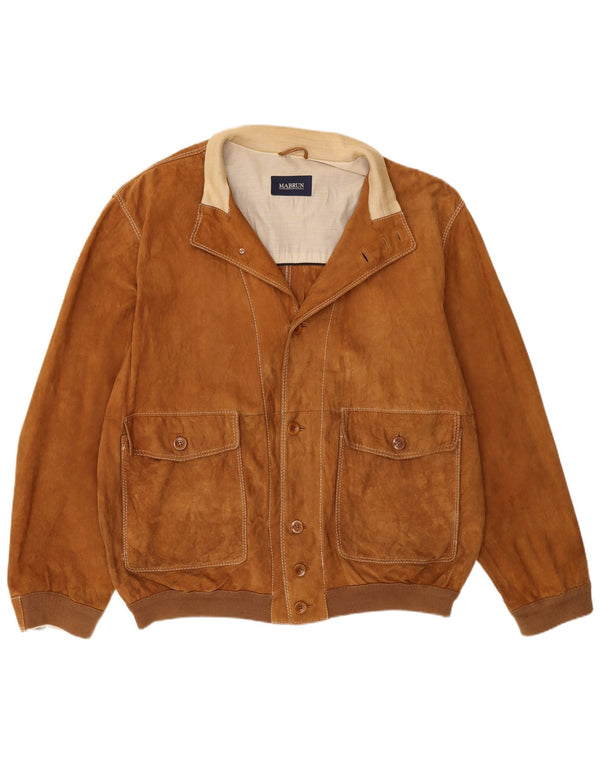 Mabrun Mens Suede Bomber Jacket IT 54 2XL Beige