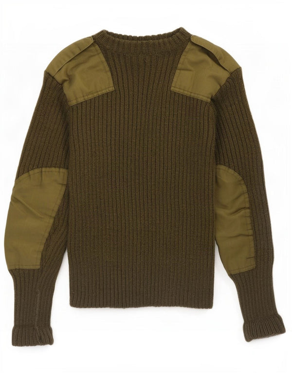 Vintage męski wojskowy sweter z okrągłym dekoltem XS Khaki