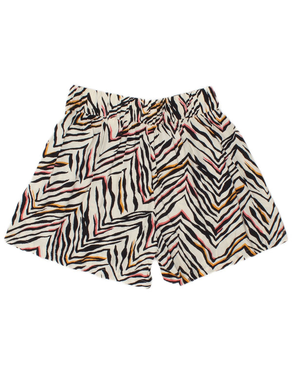 Marks & Spencer Womens Casual Shorts UK 8 Small W28 White Animal Print