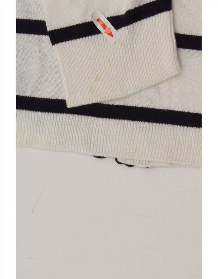 Marks & Spencer Womens Top 3/4 Sleeve UK 8 Small White Striped Cotton
