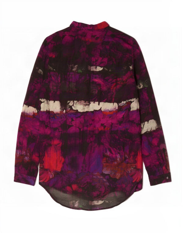 Hugo Boss Camisa larga para mujer UK 10 Small Púrpura Floral Algodón