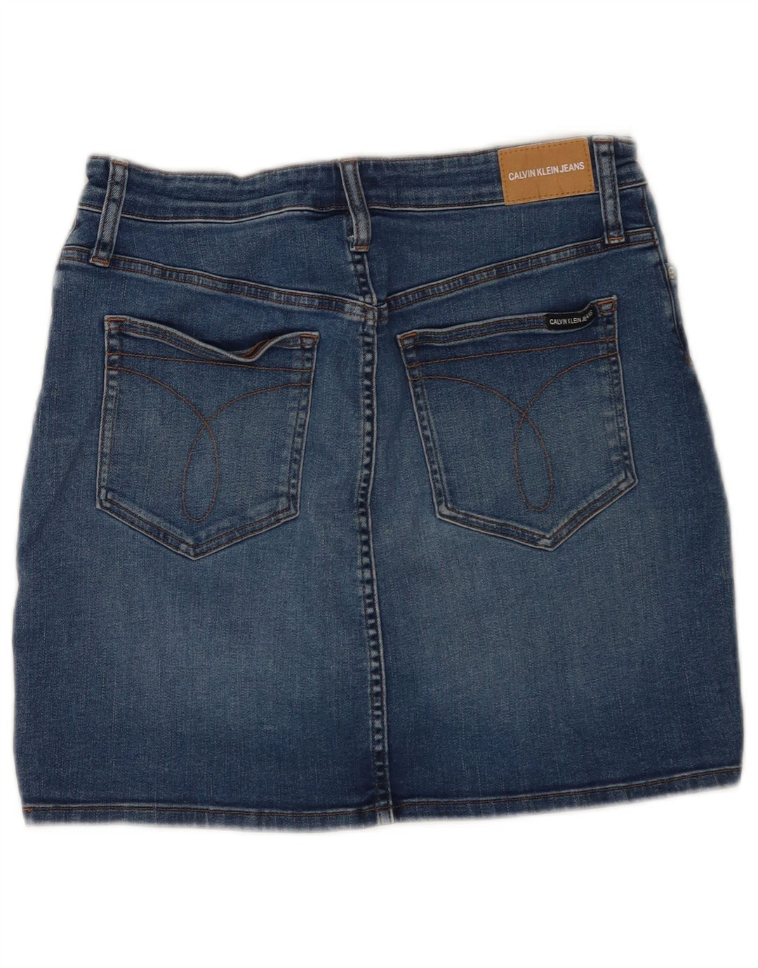 Calvin Klein Dame Distressed Mini Denim Nederdel W31 Medium Blue Bomuld