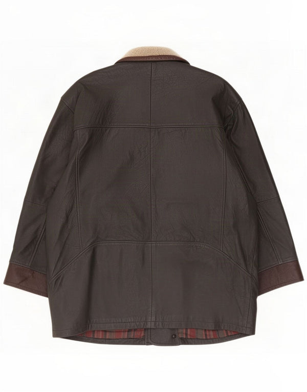 Vintage Mens Leather Jacket UK 40 Large Brown Colourblock