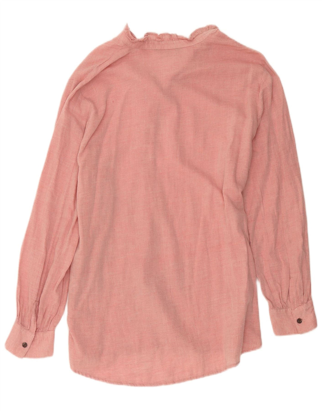 Marks & Spencer Womens Ruffle Front Pullover Shirt UK 16 Large Pink
