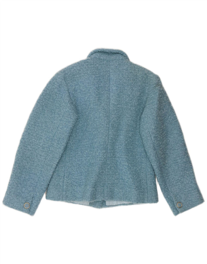 vintage Femmes Crop 3 Bouton Blazer Veste UK 12 Bleu Moyen