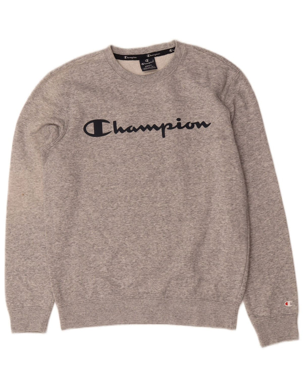 Champion Mens Graphic Sweatshirt Jumper Small Grey Flecked Cotton