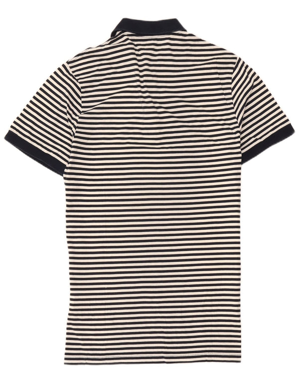 Camisa polo masculina de rugby Fred Perry XL azul marinho listrado de algodão