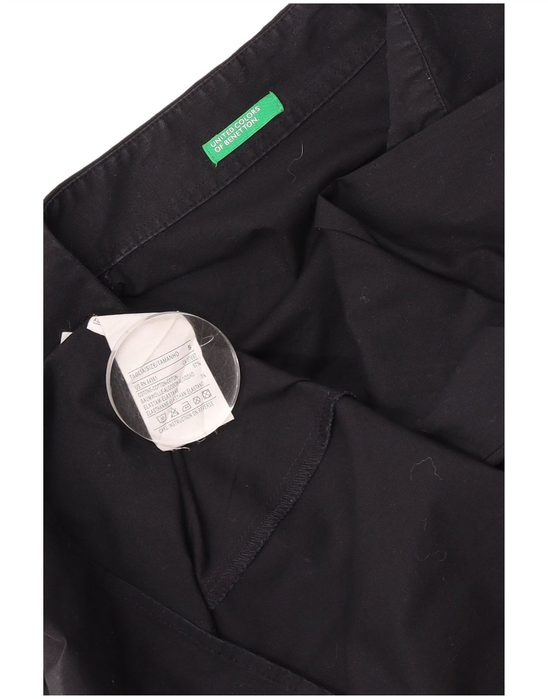 Benetton Dame Pullover Shirt UK 10 Small Black Bomuld