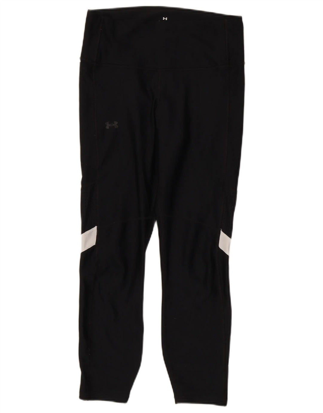 Under Armour Womens Crop Leggings UK 12 Medium Black Colourblock Polyester