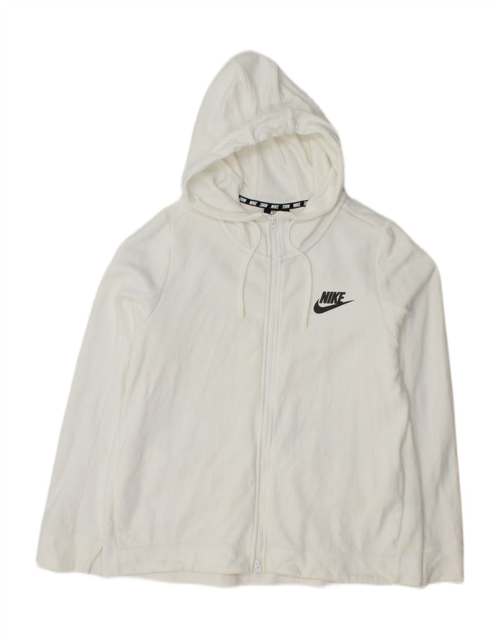 NIKE Mens Graphic Zip Hoodie Sweater Large White Cotton Vintage Nike and Second-Hand Nike from Messina Hembry 