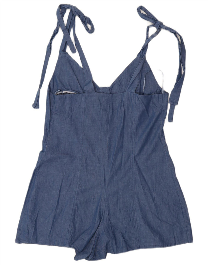 Zara Womens Playsuit UK 10 Small  Blue Cotton