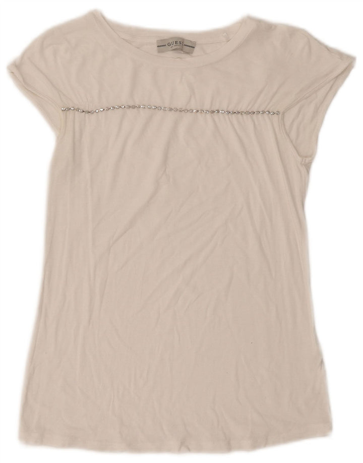 GUESS Womens T-Shirt Top UK 10 Small White