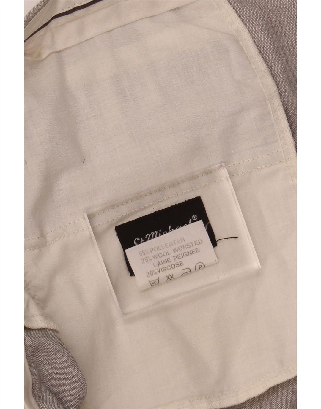 ST MICHAEL Mens Straight Suit Trousers W42 L29 Grey Polyester