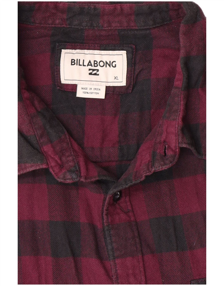 Billabong Herre Flannel Shirt XL Maroon Gingham Cotton