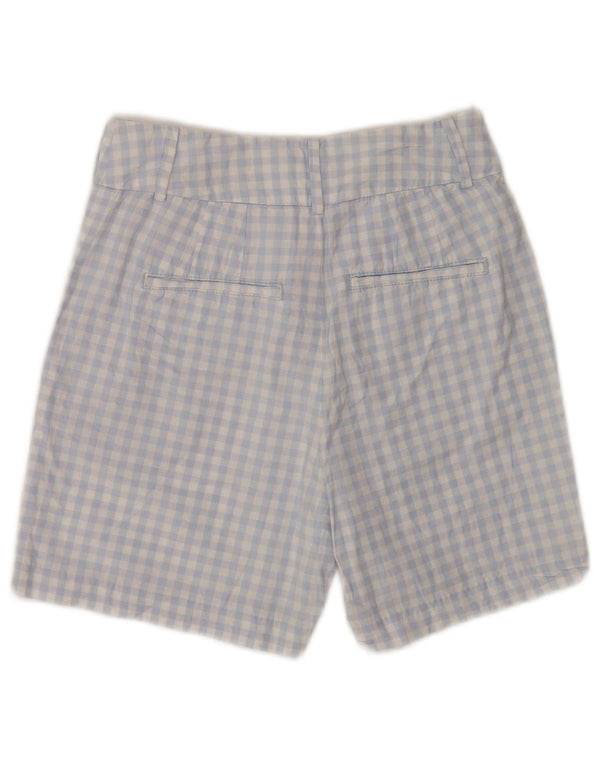Benetton Womens High Waist Chino Shorts UK 6 Small W26 Blue Gingham Cotton