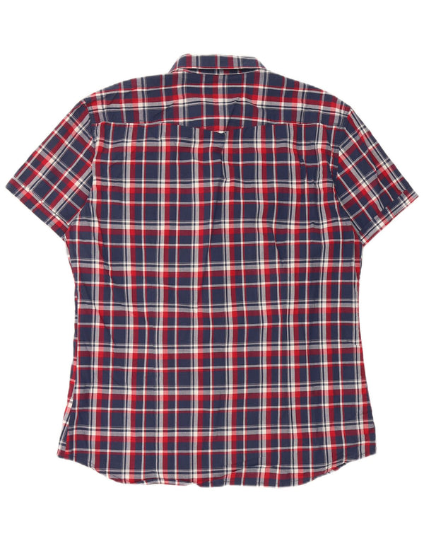 Ανδρικό κοντομάνικο πουκάμισο Datch 2XL Navy Blue Check Cotton