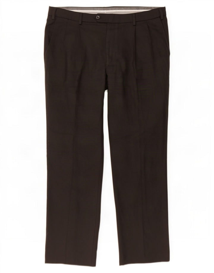 Marks & Spencer Mens Tailored Fit Pegged Suit Trousers W38 L31 Black Wool