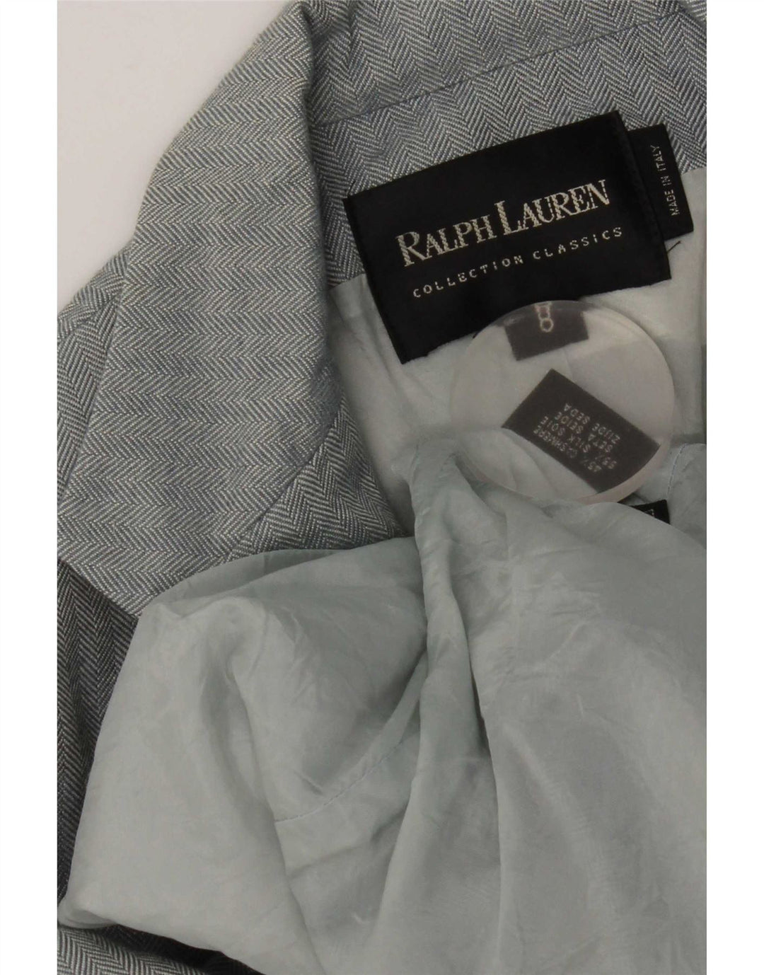 Ralph Lauren Dame 3 Button Blazer Jacket US 8 Medium Blue Herringbone