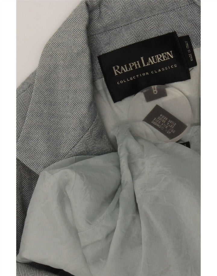 Ralph Lauren Dame 3 Button Blazer Jacket US 8 Medium Blue Herringbone
