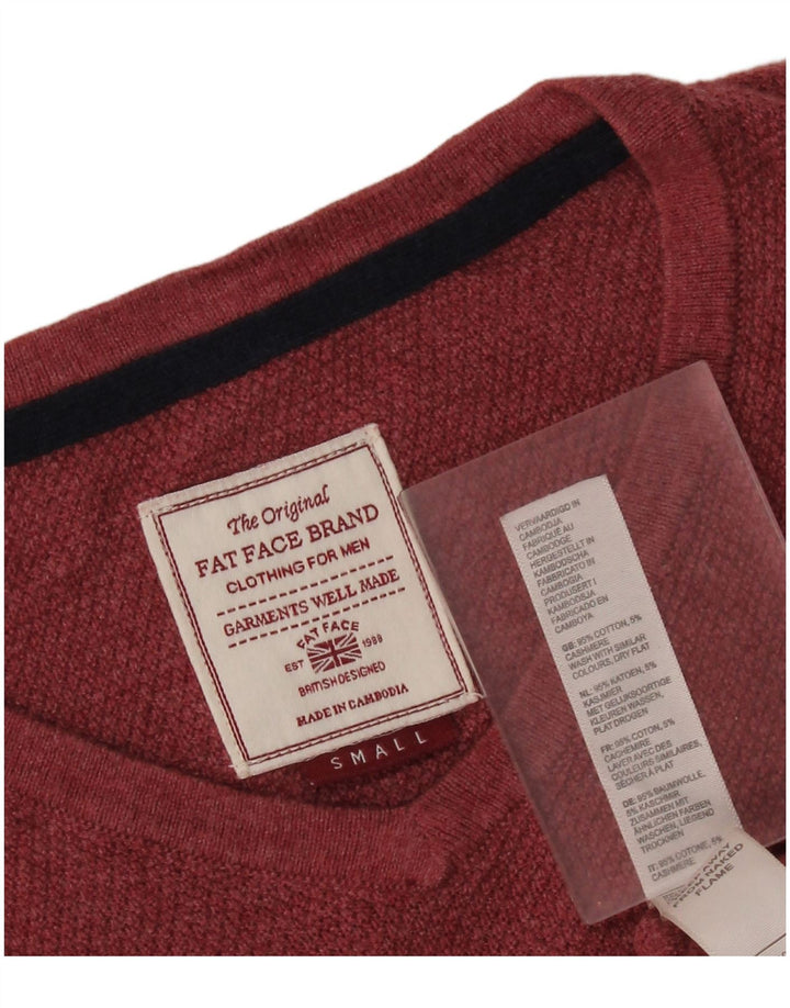 Fat Face Mens V-Neck Jumper Sweater Small Red Cotton