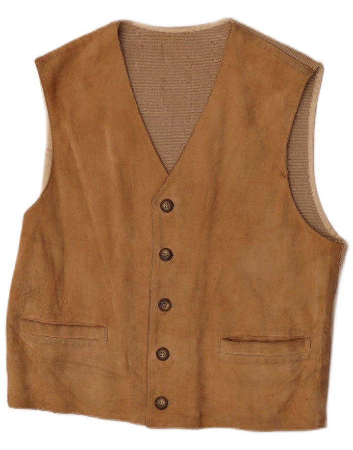 Harry&Moore Mens Suede Waistcoat IT 52 Large Beige Leather