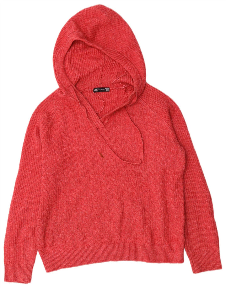Marks & Spencer Womens Hooded Oversized Jumper Sweater UK 14 Medium Red