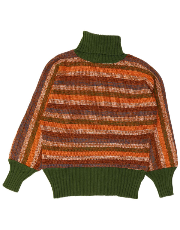 Maglione vintage da donna con collo alto IT 44 a righe multicolori medie