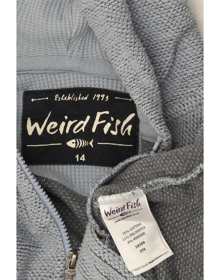Weird Fish Womens Zip Hoodie Sweater UK 14 Medium Blue Cotton
