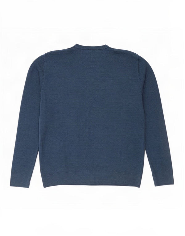 Maglione maglione con scollo a V da uomo Marks & Spencer XL blu acrilico