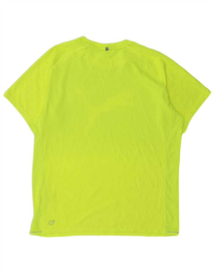 PUMA Mens Graphic T-Shirt Top Large Yellow Pinstripe Polyester