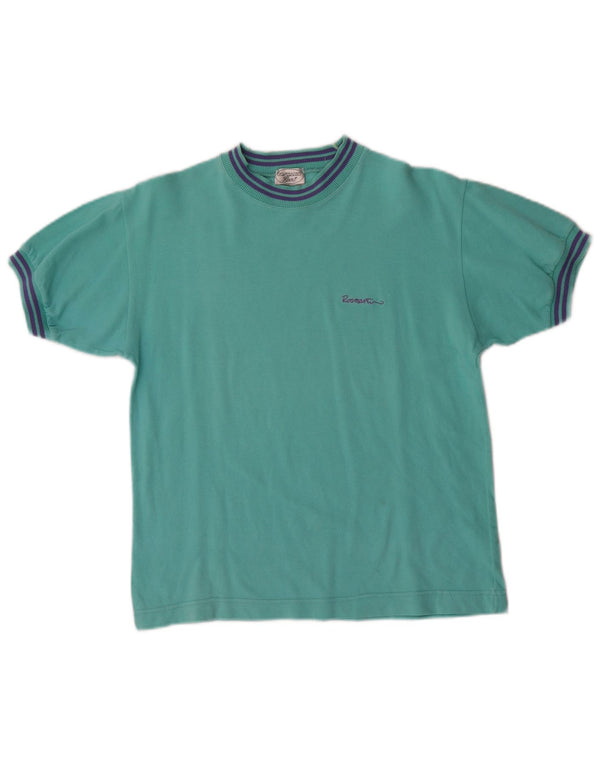 Vintage Girls T-Shirt Top 13-14 Years Turquoise Striped Cotton