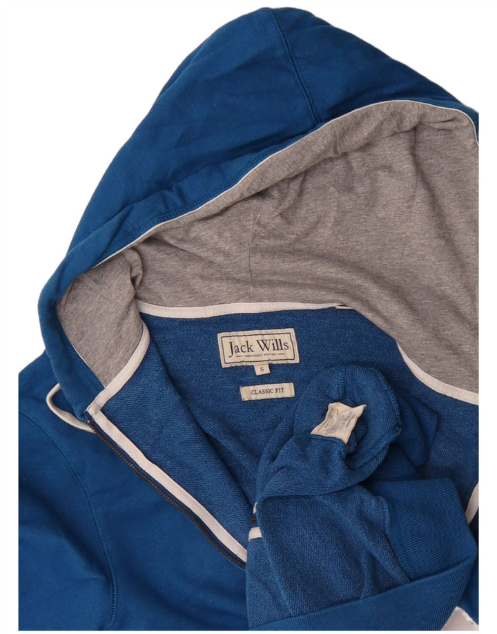 JACK WILLS Mens Salcombe Devon Classic Fit Zip Hoodie Sweater Small Blue