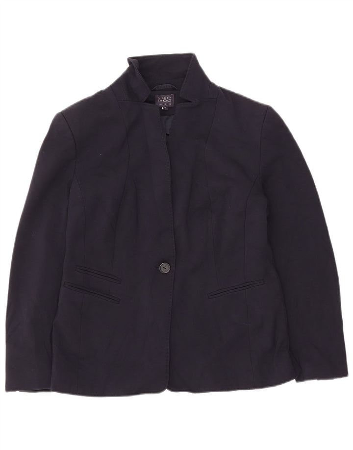 Marks & Spencer Dame 1-knaps blazerjakke UK 12 Medium Navy Blue