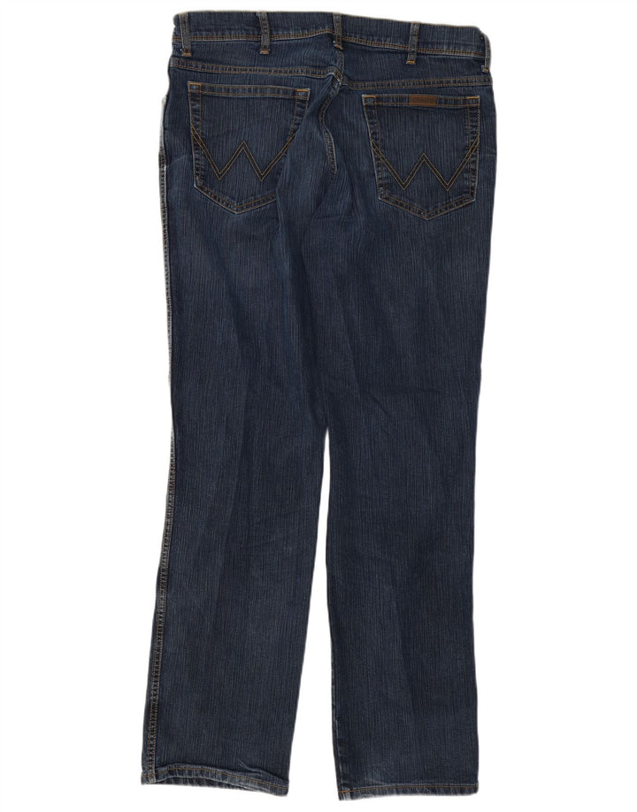 Wrangler Mens Regular Fit Straight Jeans W38 L32 Blue Cotton