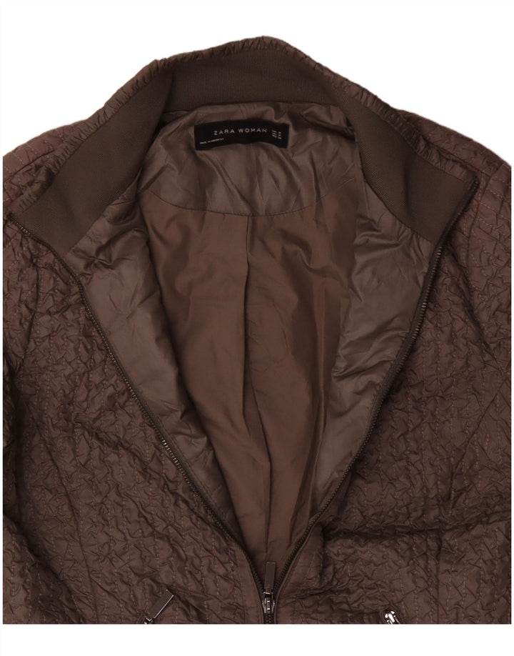 Zara Womens Bomber Jacket UK 14 Medium Brown