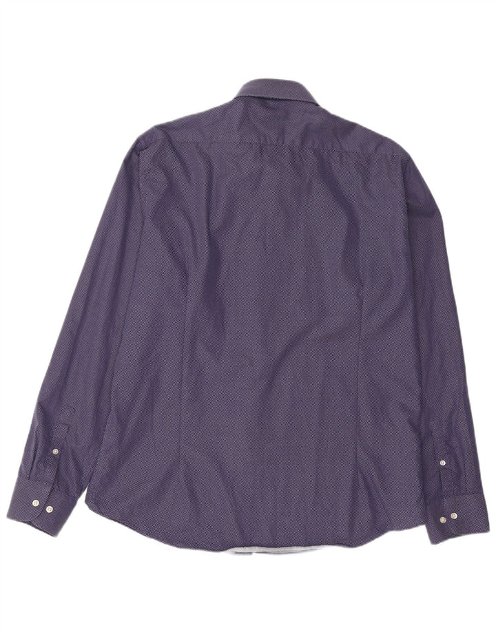 French Connection Mens Shirt Size 17 XL Navy Blue Spotted Cotton